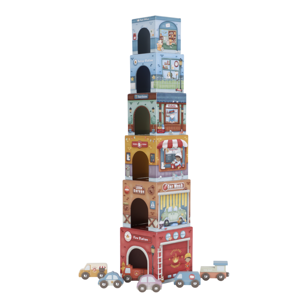 Little Dutch Stapelblöcke aus Karton mit 6 Autos