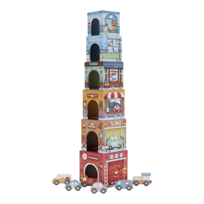 Little Dutch Stapelblöcke aus Karton mit 6 Autos