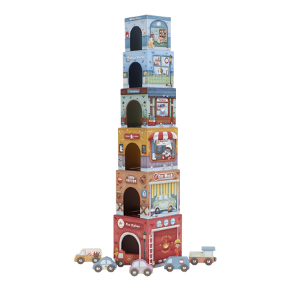 Little Dutch Stapelblöcke aus Karton mit 6 Autos