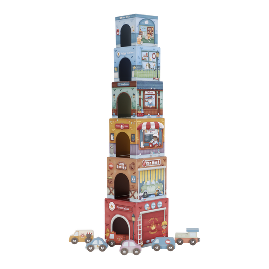Little Dutch Stapelblöcke aus Karton mit 6 Autos