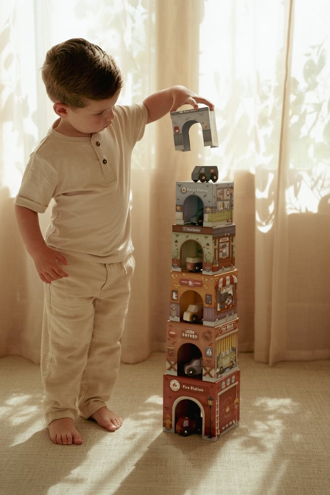 Little Dutch Stapelblöcke aus Karton mit 6 Autos