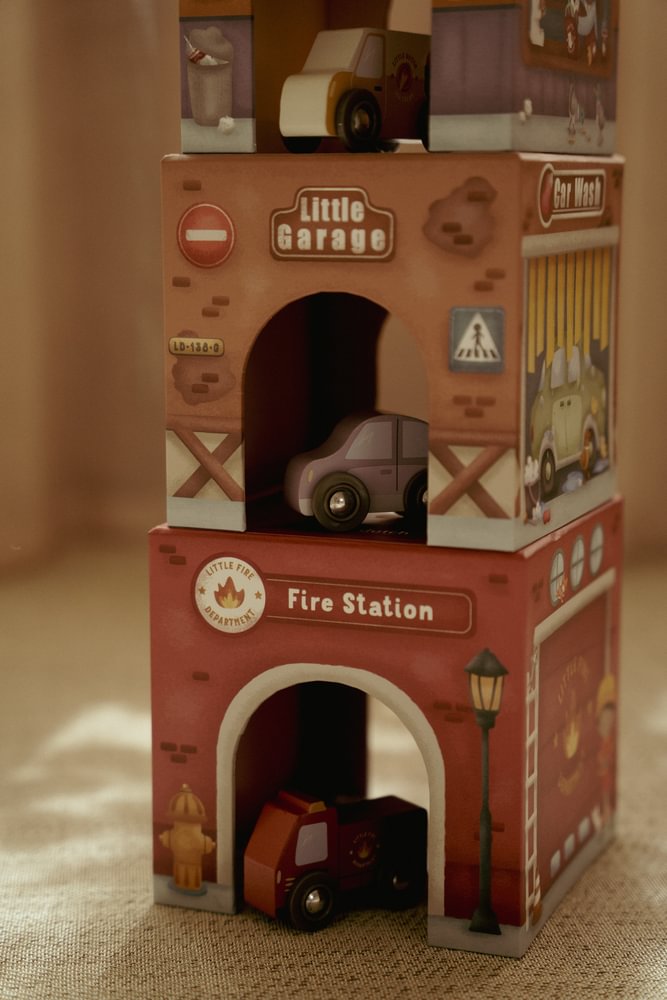 Little Dutch Stapelblöcke aus Karton mit 6 Autos