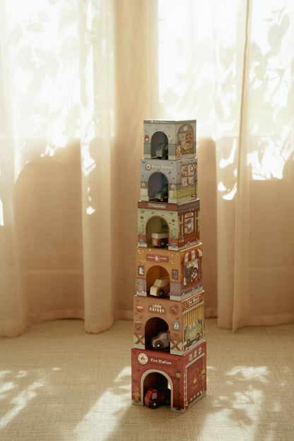 Little Dutch Stapelblöcke aus Karton mit 6 Autos