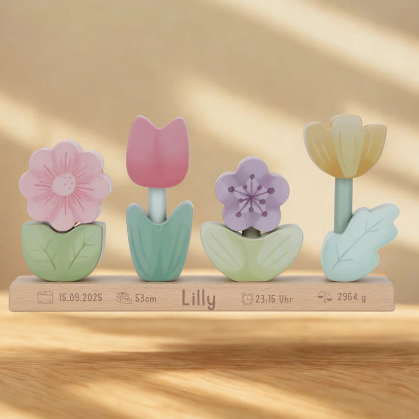 Little Dutch Stapelpuzzle Blumen Fairy Garden zur Geburt gelasert