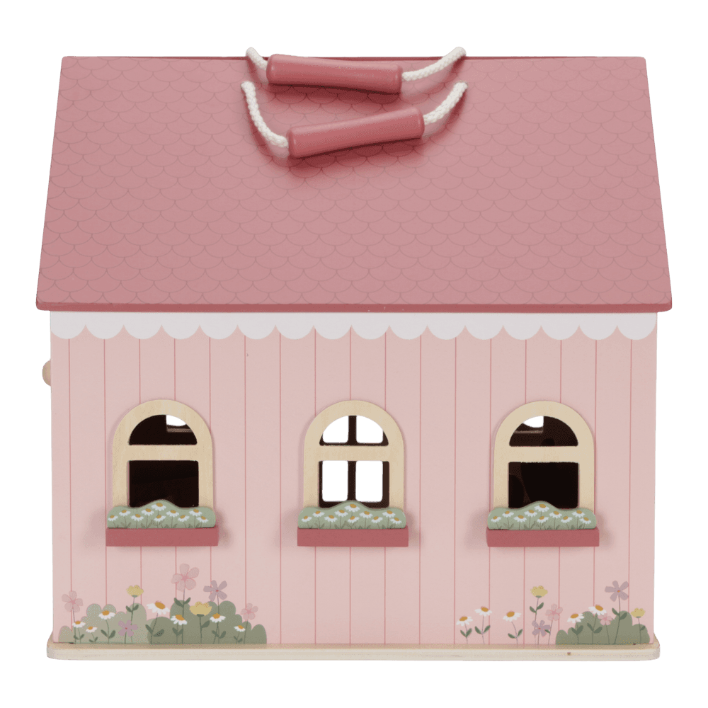 Little Dutch Tragbares Puppenhaus rosa Holz mit Zubehör