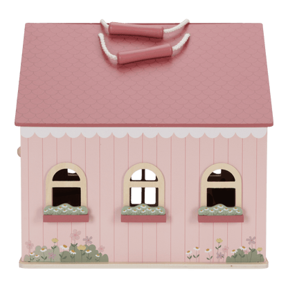 Little Dutch Tragbares Puppenhaus rosa Holz mit Zubehör