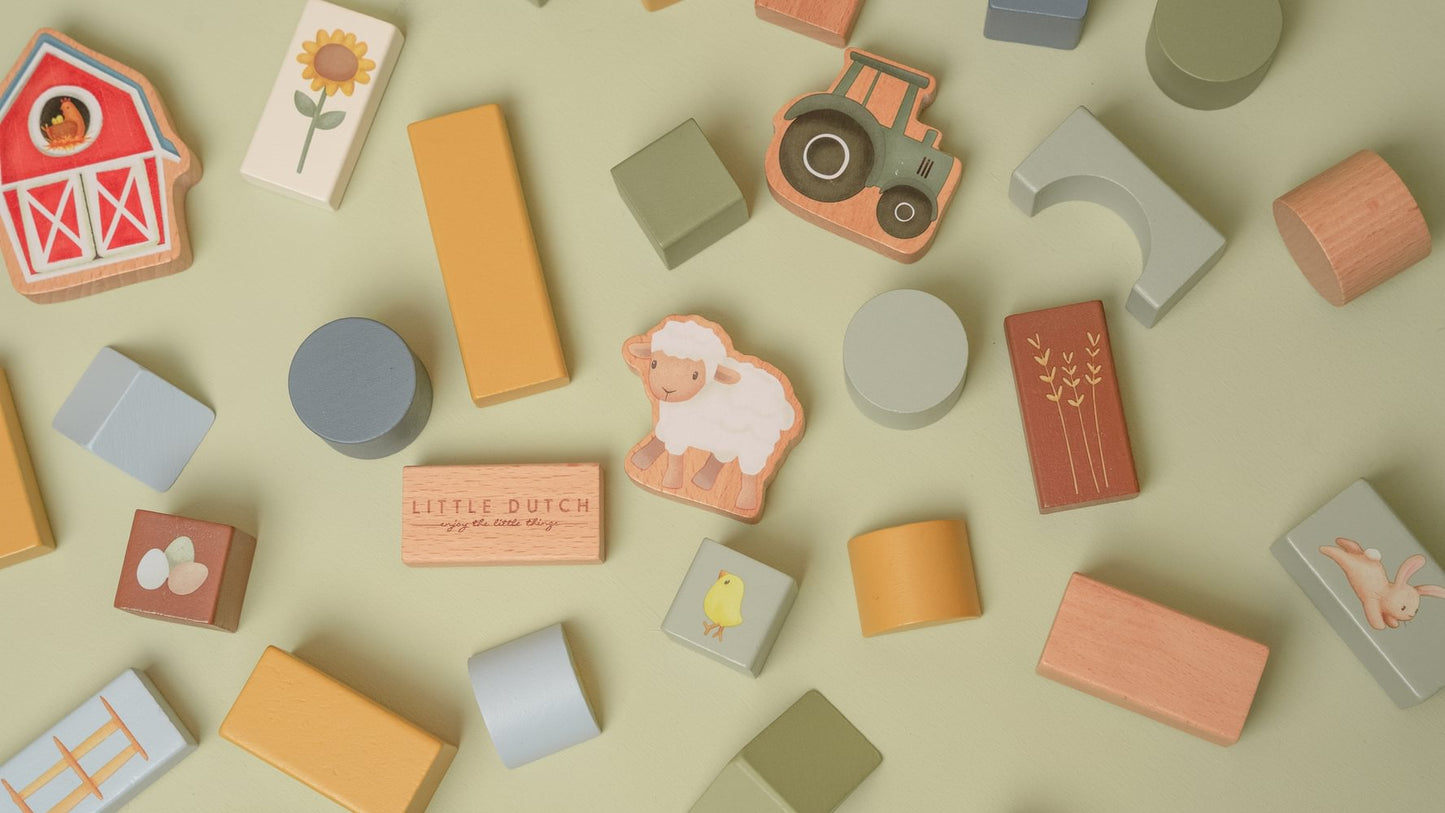 Little Dutch grün Bausteine Little Farm Holzbauklötze