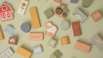 Little Dutch grün Bausteine Little Farm Holzbauklötze