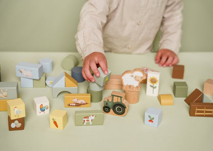 Little Dutch grün Bausteine Little Farm Holzbauklötze