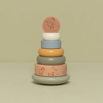 Little Dutch grüner Holz Stapelturm mit Ringen Little Farm