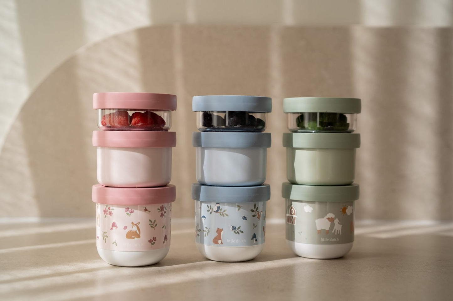 Little Dutch olive Snackbox stapelbar Mepal Mio 3-teilig Little Farm