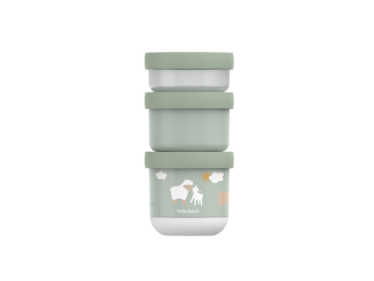 Mepal olive Snackbox stapelbar Mepal Mio 3-teilig Little Farm