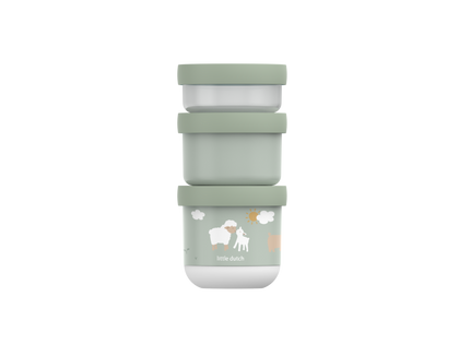 Little Dutch olive Snackbox stapelbar Mepal Mio 3-teilig Little Farm