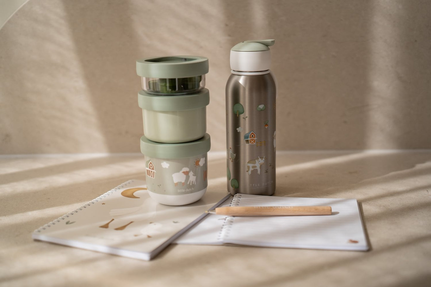 Little Dutch olive Snackbox stapelbar Mepal Mio 3-teilig Little Farm