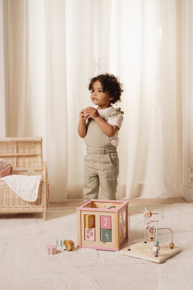 Little Dutch rosa Aktivitäten Motorik Würfel Personalisierung Taufe Fairy Garden Funktionen Detail