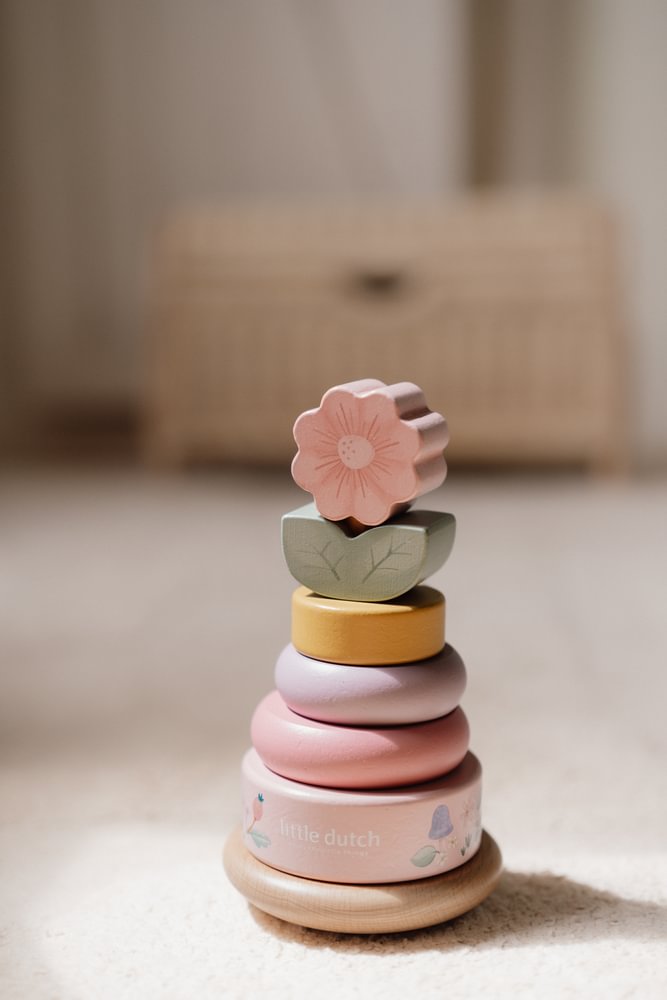 Little Dutch rosa Holz Stapelturm mit Ringen - Fairy Garden