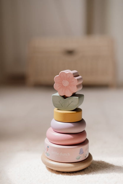 Little Dutch rosa Holz Stapelturm mit Ringen - Fairy Garden