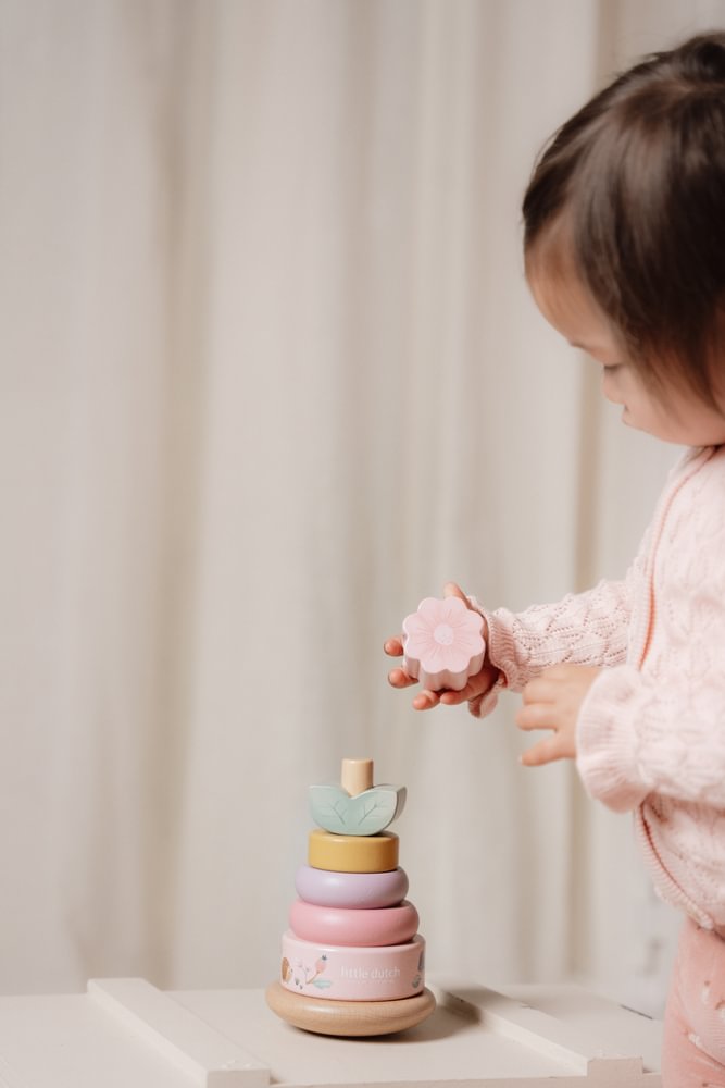 Little Dutch rosa Holz Stapelturm mit Ringen - Fairy Garden
