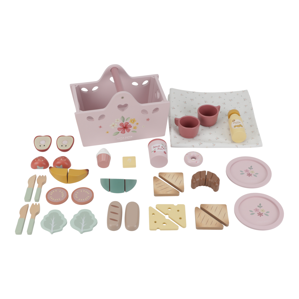 Little Dutch rosa Picknick Korb Spielzeug Set Holz Funktionen Detail