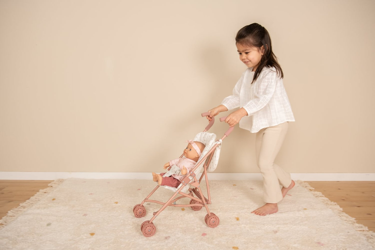 Little Dutch rosa Puppenbuggy aus Metall Detailansicht