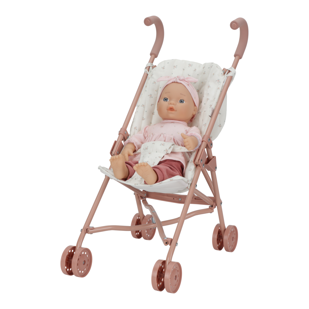 Little Dutch rosa Puppenbuggy aus Metall Material Nahaufnahme