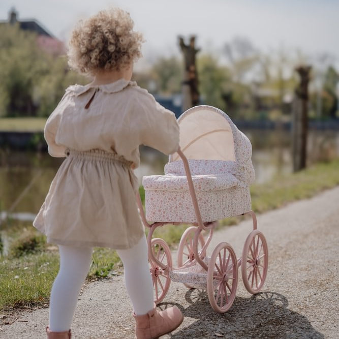 Little Dutch rosa Puppenwagen Metall Soft Flowers | einfachschoen