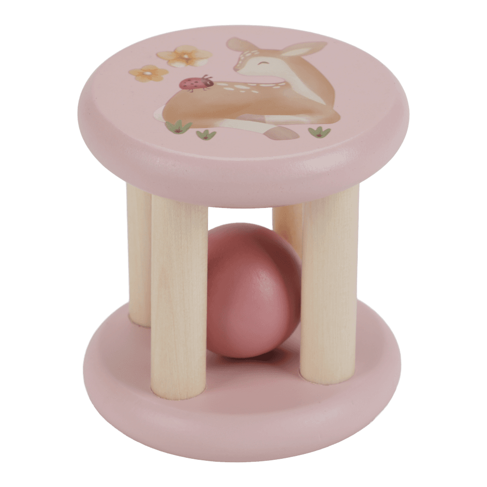 Little Dutch rosa Rasselroller Holz von der Seite