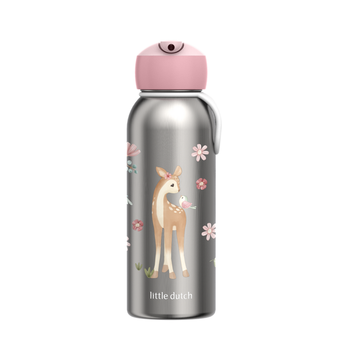 Little Dutch rosa Thermoflasche Flip-Up campus 350 ml - Fairy Garden Mepal