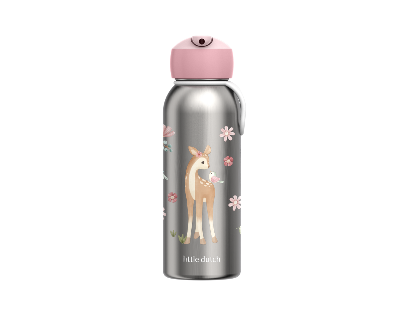 Little Dutch rosa Thermoflasche Flip-Up campus 350 ml - Fairy Garden Mepal