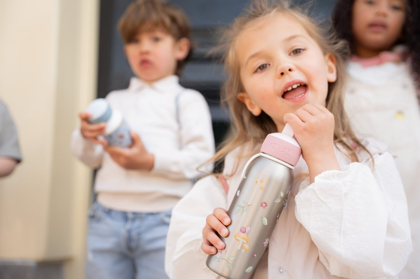 Little Dutch rosa Thermoflasche Flip-Up campus 350 ml - Fairy Garden Mepal