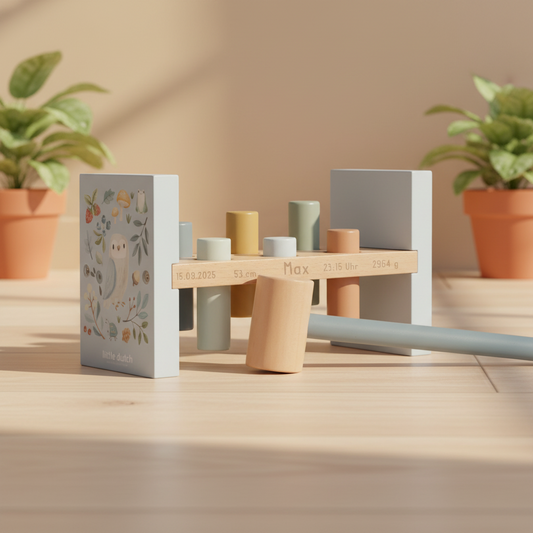 Little Dutch Blaue Hammerbank Personalisierung Geburt Forest Friends