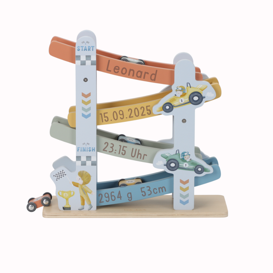 Little Dutch Blaue Holzautobahn Personalisierung Geburt Holz Autos Detailansicht