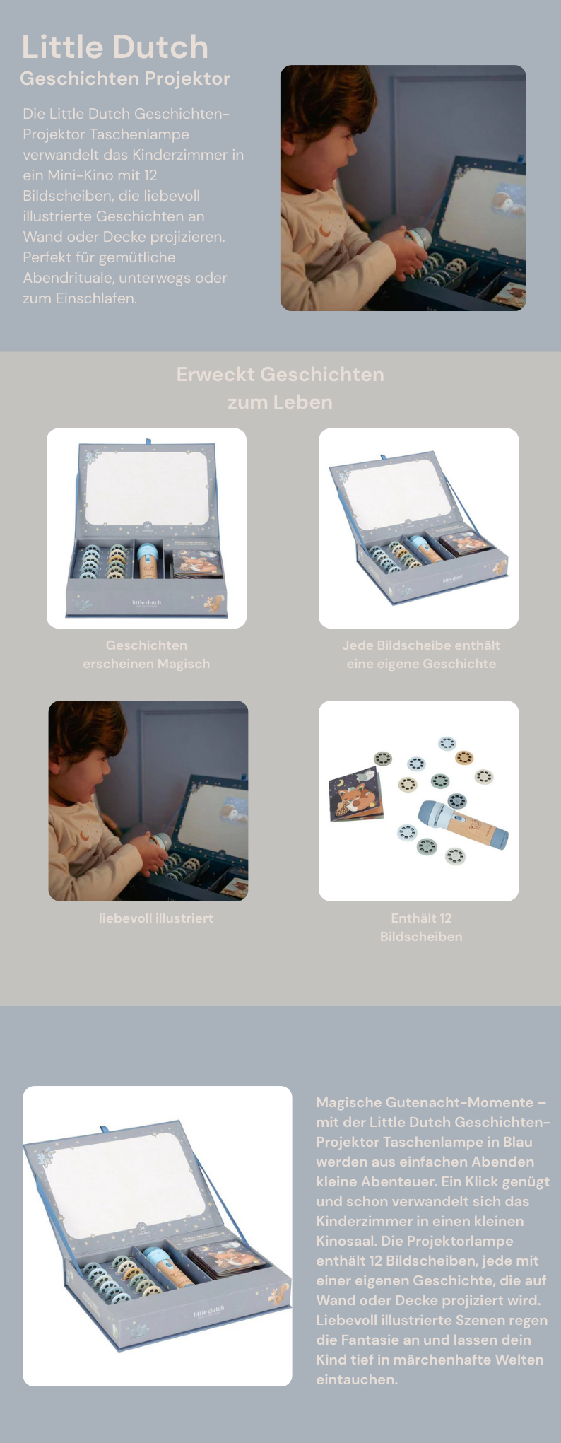 Little Dutch Blauer Geschichten Projektor Forest Friends