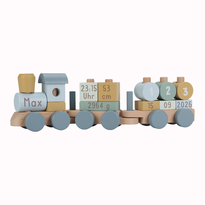 Little Dutch Personalisierung zur Geburt Eisenbahn Holz Forest Friends Detailansicht