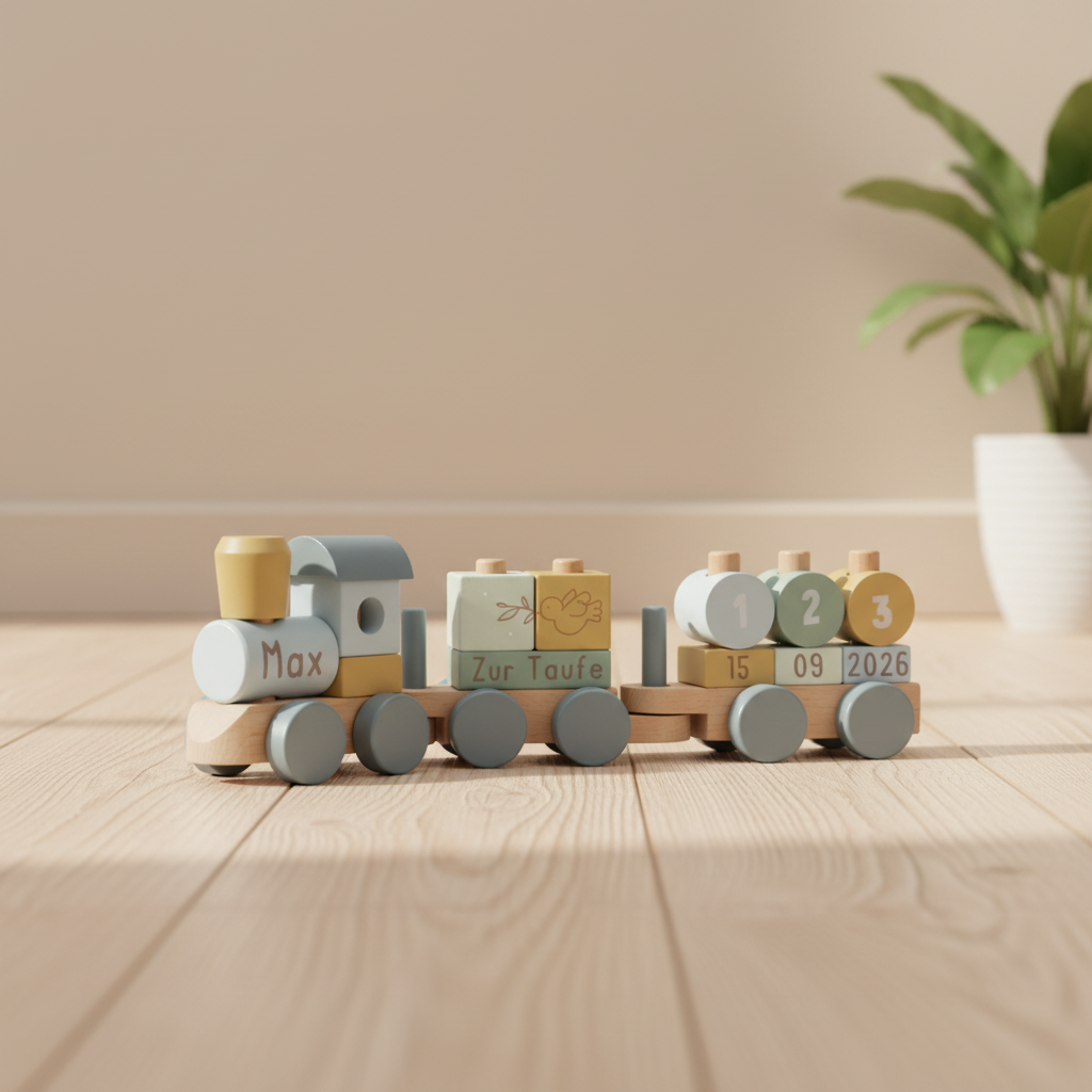 Little Dutch Personalisierung zur Taufe Eisenbahn Holz Forest Friends