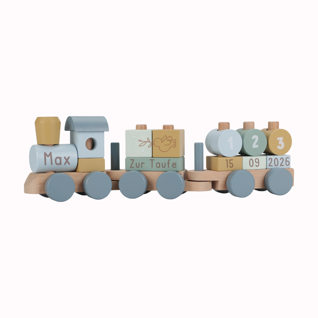 Little Dutch Personalisierung zur Taufe Eisenbahn Holz Forest Friends