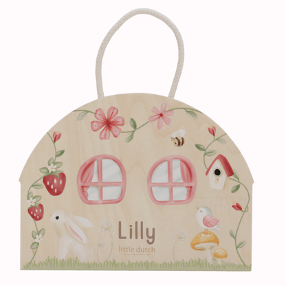 Little Dutch Rosa Feenhaus Holz Fairy Garden Personalisierung mit Namen mit Verpackung
