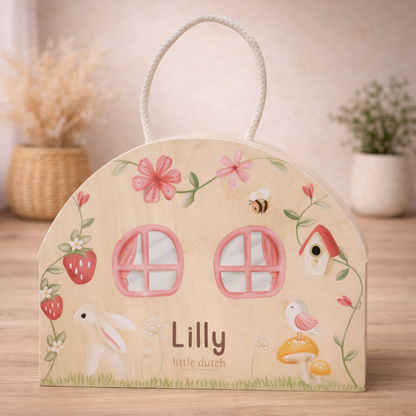 Little Dutch Rosa Feenhaus Holz Fairy Garden Personalisierung mit Namen Detailansicht
