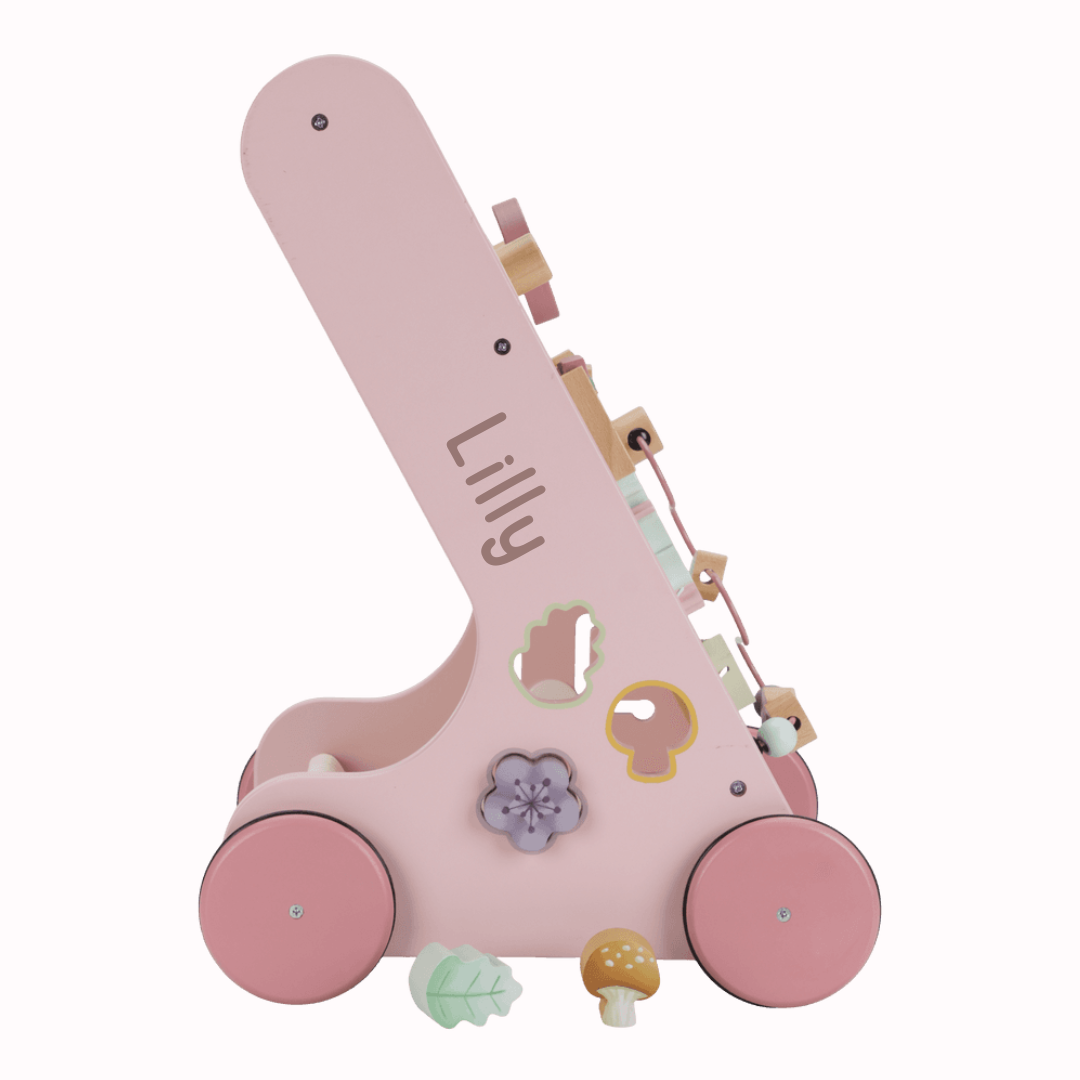 Little Dutch Rosa Laufwagen Multi Activity Fairy Garden Personalisierung Name von der Seite