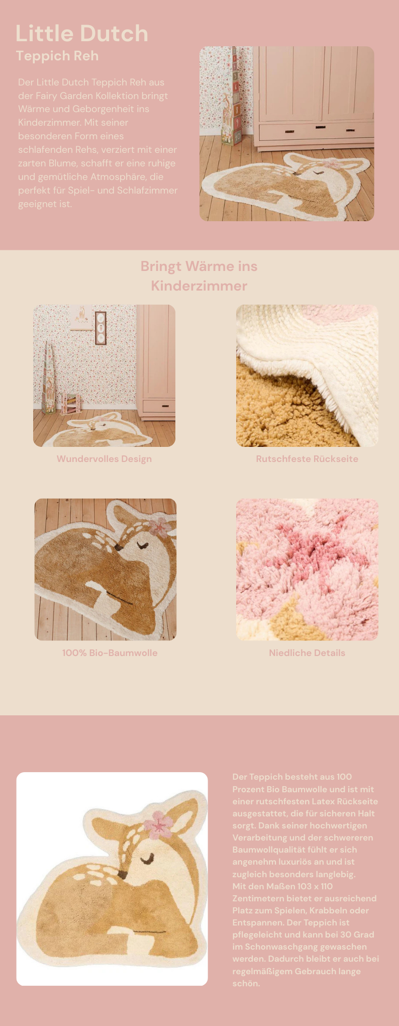 Little Dutch Teppich Reh