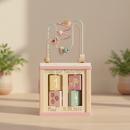 Little Dutch rosa Aktivitäten Motorik Würfel Personalisierung Taufe Fairy Garden