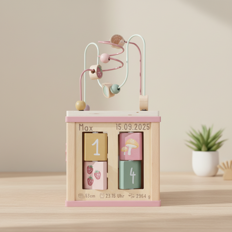 Little Dutch rosa Aktivitäten Motorik Würfel Personalisierung Geburt - Fairy Garden