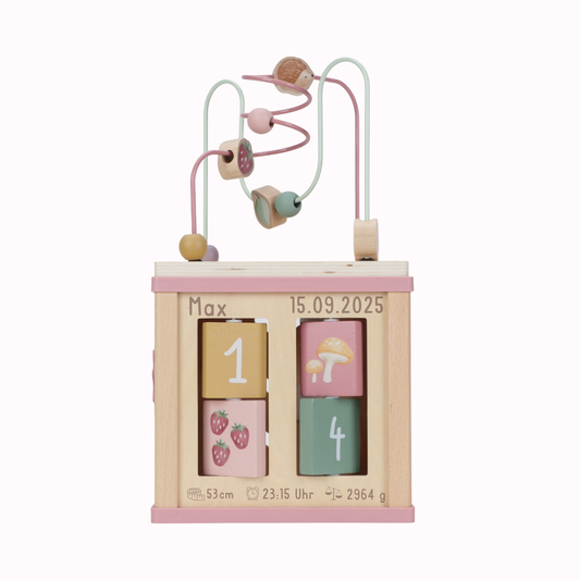 Little Dutch rosa Aktivitäten Motorik Würfel Personalisierung Geburt - Fairy Garden Detailansicht