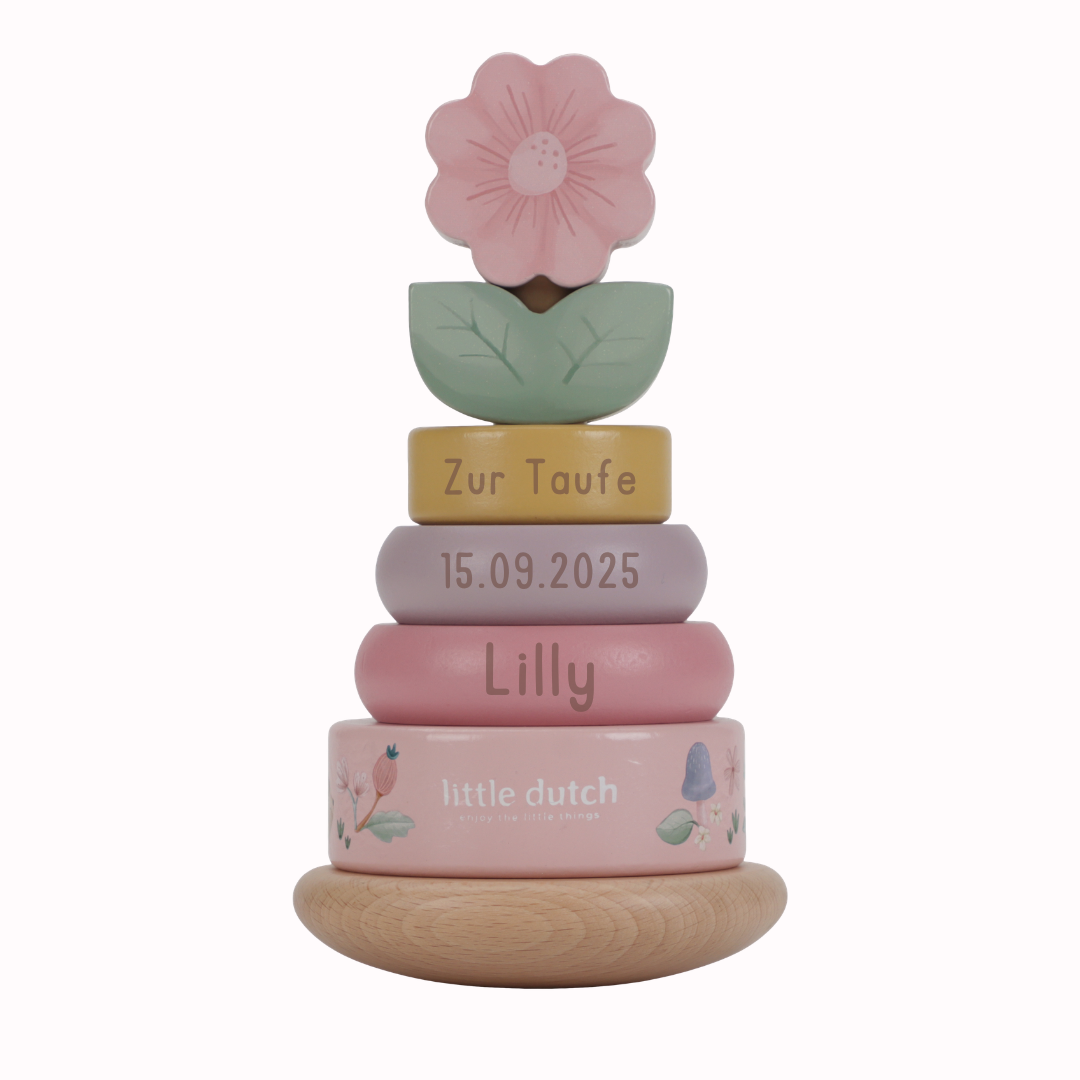 Little Dutch rosa Holz Stapelturm mit Ringen - Fairy Garden