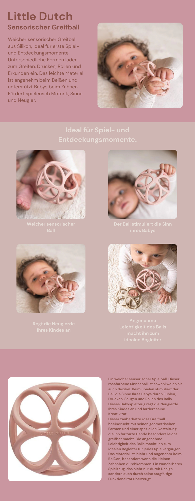 Little Dutch sensorischer Greifball Rosa