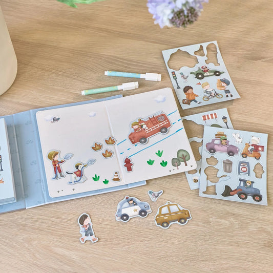 Little Dutch Spielbuch Jim aufgeschlagen mit Magneten und Stiften