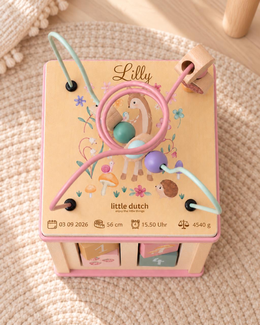 Little Dutch rosa Holz Aktivitäten Motorik Würfel - Fairy Garden