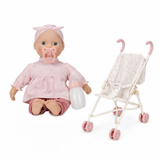 Puppe Buggy Set Lily und weisser Puppenbuggy -  Spiel Bundle Little Dutch