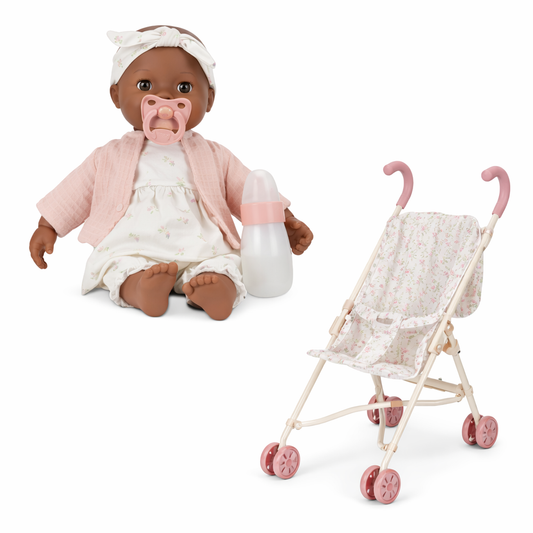 Puppe Buggy Set Noa und weisser Puppenbuggy -  Spiel Bundle Little Dutch