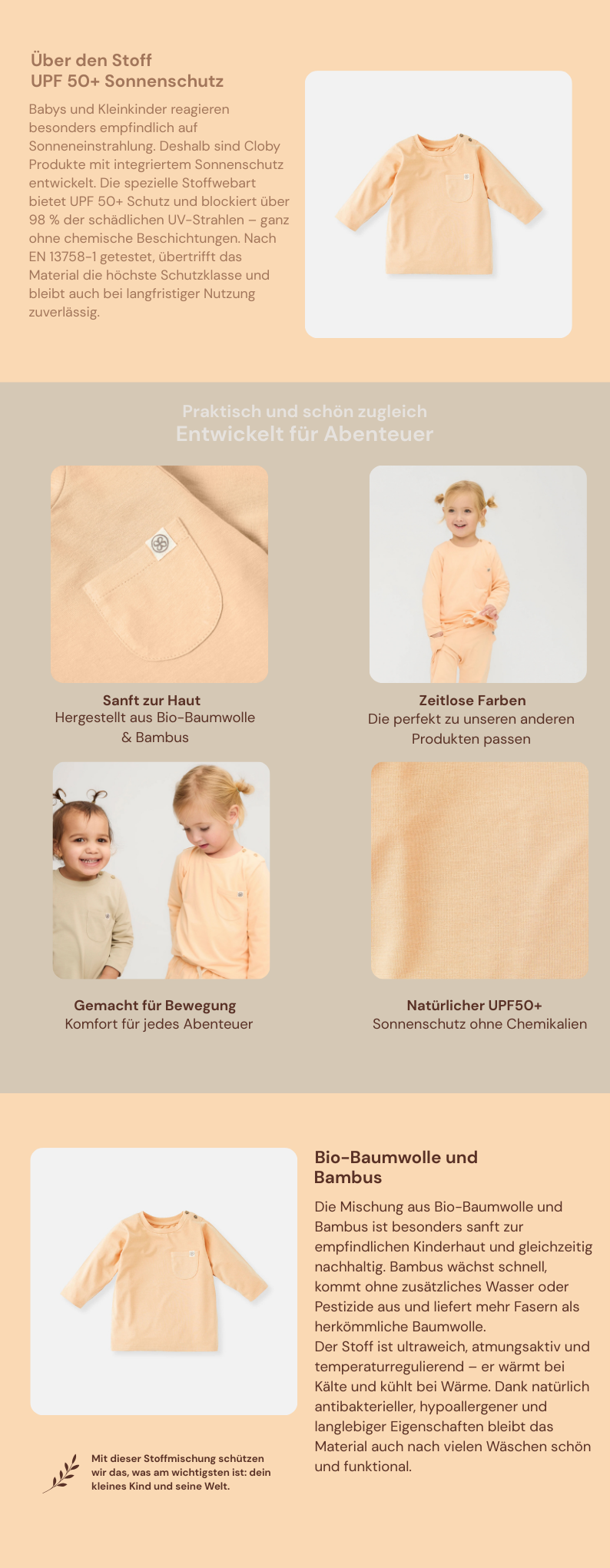 Cloby Langarmshirt in Peachy Summer – UPF 50+